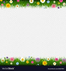 Grass And Flowers Border Transparent Background Vector Image
