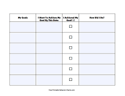 Goal Chart Printables Template For 2nd 8th Grade