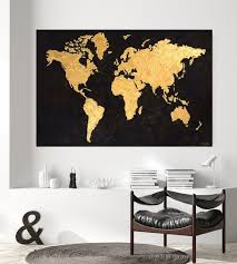 Painting Textured World Map Wall Art