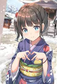 kimono heart gesture anime hd