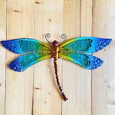 3d Metal Glass Dragonfly Wall Decor