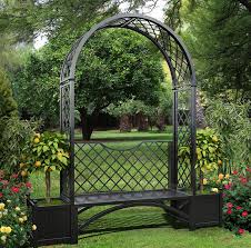 I make them in several standard sizes perfect for trees but any length or height is possible for shrubs, privacy screen or vegetables. Imposing Metal Arbour Seat With Two Versailles Planters Freestanding