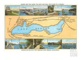 Map Of Lake Geneva Wisconsin Art Print Art Lake Geneva