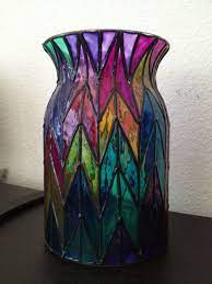 Multi Colored Glass Vase Hand Painted
