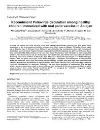 pdf full length research paper recombinant poliovirus circulation pdf full length research paper recombinant poliovirus circulation among healthy children immunized oral polio vaccine in abidjan