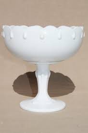 White Milk Glass Pedestal Compote
