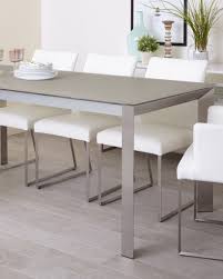 Buy online the glass & metal dining table amit, modern design, modern design, now available at viadurini. Eve Frosted Glass Extending Dining Table In Grey And Brushed Danetti