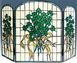 Shamrock Fireplace Screen Stained Glass