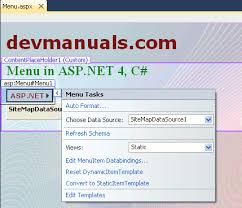 menu exle in asp net using c