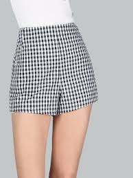 Checkered High Waist Shorts Black