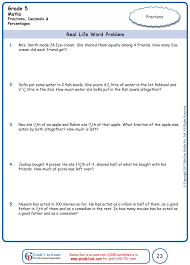 Word Problems In Fractions Grade 5 Math