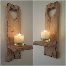 Wooden Candle Sconces Pair Of Rustic
