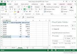 ms excel 2016 hide blanks in a pivot table