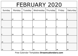 Free February 2020 Printable Calendar Dream Calendars