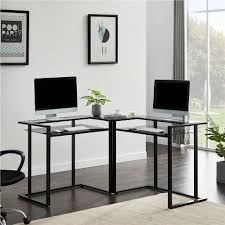 The frame has a unique contemporary design. Home Office 56 L Shaped Round Corner Glass Computer Desk Black