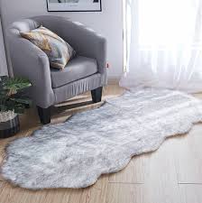 32 x 71 dark grey faux fur rug