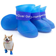 4 blue dog shoes suitable for snowy
