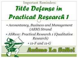 Remember, your research question will represent the type of quantitative research you will use in your dissertation. Title Defense In Practical Research 1 Ppt Download