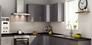 l shaped grey modular kitchen design