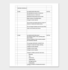 Moving Checklist Template 20 Free Printable For Word