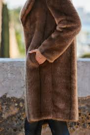 Buy Sosandar Brown Faux Mink Fur Coat