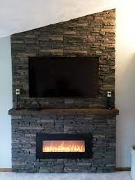 diy stone wall fireplace