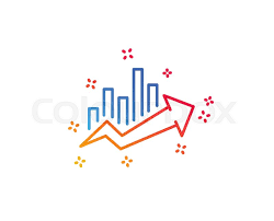 Growth Chart Line Icon Discount Sign Stock Vector