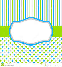 Green Blue Invitation Card With Polka Dots And Stripes Stock