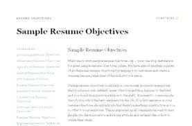 Example Of Objectives In Resume Penza Poisk