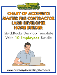 Land Developer And Home Builder Master File Contractor Quickbooks Chart Of Accounts Desktop Version Bundle