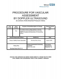 Procedure For Vascular Assessment By Doppler Ultrasound
