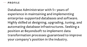 database administrator resume sle