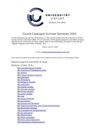 course catalogue summer semester 2005