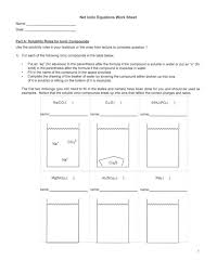 Solved Net Ionic Equations Work Sheet