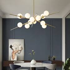 Modern 12 Light Glass Globe Sputnik Chandelier In Brass For Living Room And Bedroom