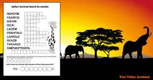 Land animals in africa are popular attractions for safari enthusiasts, although they are not always treated with caution and respect. African Safari Animals Word Scramble Tree Valley Academy