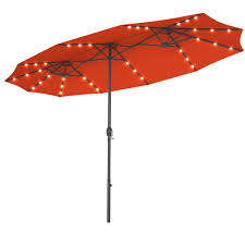 15 Feet Patio Led Crank Solar Umbrella