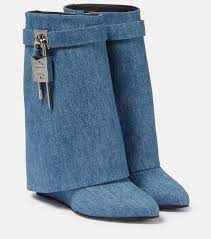 Shark Lock Denim Ankle Boots in Blue - Givenchy | Mytheresa