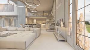 Established in 2002 and situated in bangkok, thailand. 3d Rendering Interior House Modern Open Living Space With Kitchen Luxury Stock Photo Picture And Royalty Free Image Image 147135820