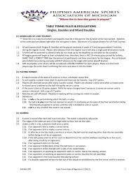 table tennis rules regulations