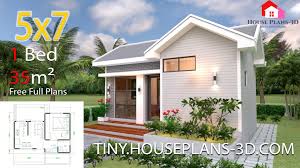 Small House Design Plans 5x7 With One Bedroom Gable Roof