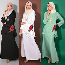 Zalora haul baju plus size & try on (missguided plus size haul). Women S Dresses Women Muslimah Longsleeve Redvelvet Baju Kurung Embroidery Flower Plussize Dress Zulegers