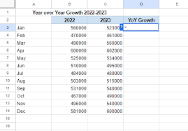 calculate year over year growth in