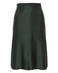 Lillie Pine Green Satin Slip Skirt