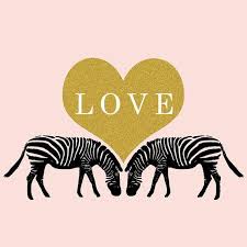 Gold Zebra Love Ilration Print