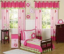 pink and green flower toddler bedding