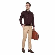 men wine color pure cotton formal shirt