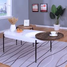 Large Oval Wood Coffee Table Set