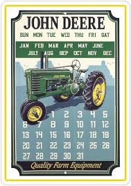 John Deere Tractors Calendar Retro Sign