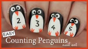 easy nail art cute counting penguins